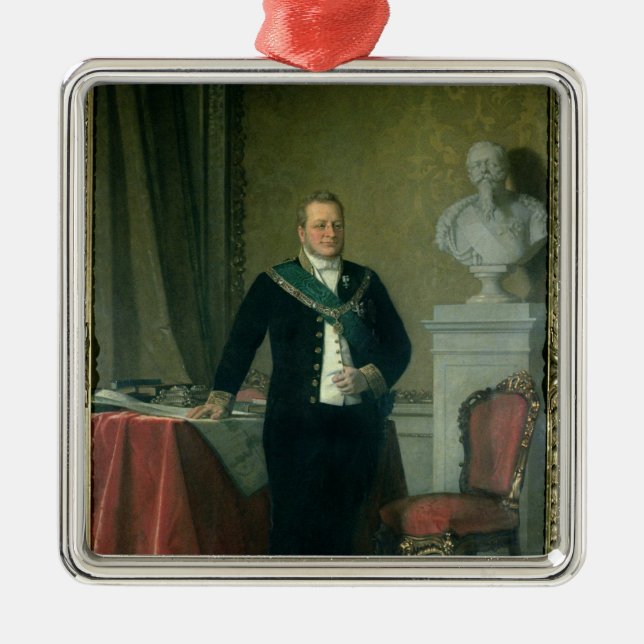 Porträt der Zählung Camillo Berso von Cavour Silbernes Ornament (Vorne)