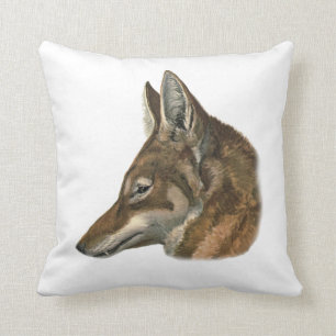 Porträt des Abessinischen Wolfes Kissen