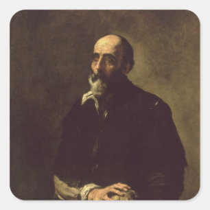 Porträt des blinden Sculptor, Gambazo 1632 Quadratischer Aufkleber