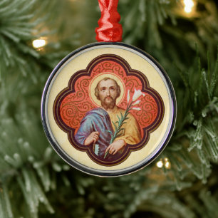 Porträt des Heiligen Joseph in einem Oktofoil (TF Ornament Aus Metall