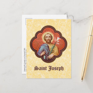 Porträt des Heiligen Joseph in einem Oktofoil (TF Postkarte