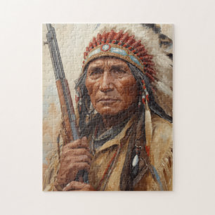 Porträt des Indianerhäuptlings Geronimo Puzzle