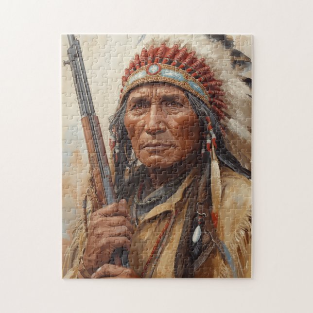 Porträt des Indianerhäuptlings Geronimo Puzzle (Vertikal)