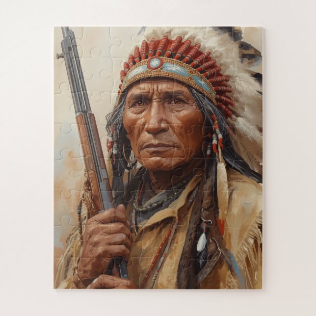 Porträt des Indianerhäuptlings Geronimo Puzzle (Vertikal)