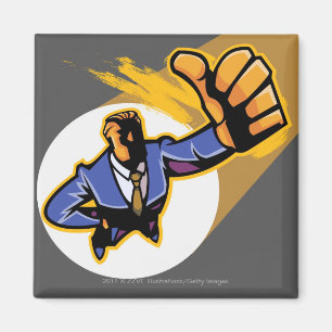 Porträt des jungen Mannes Daumen zeigend Magnet