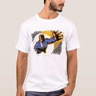 Porträt des jungen Mannes Daumen zeigend T-Shirt
