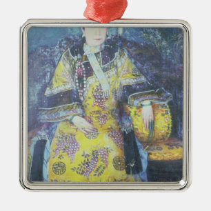 Porträt des KaiserinDowager Cixi Silbernes Ornament