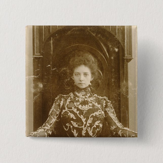 Porträt des Schauspielerin Vera Komissarzhevskaya Button (Vorderseite)