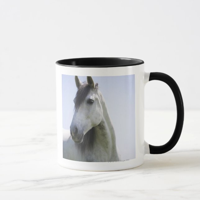 Porträt des weißen Pferds Tasse (Rechts)