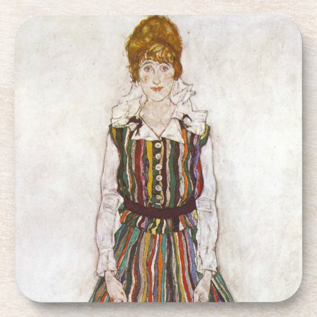 Porträt Egon Schiele von Untersetzer Edith Schiele (Vorderseite)