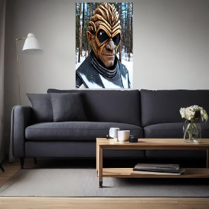 Porträt einer Alien mit großen schwarzen Augen   A Poster