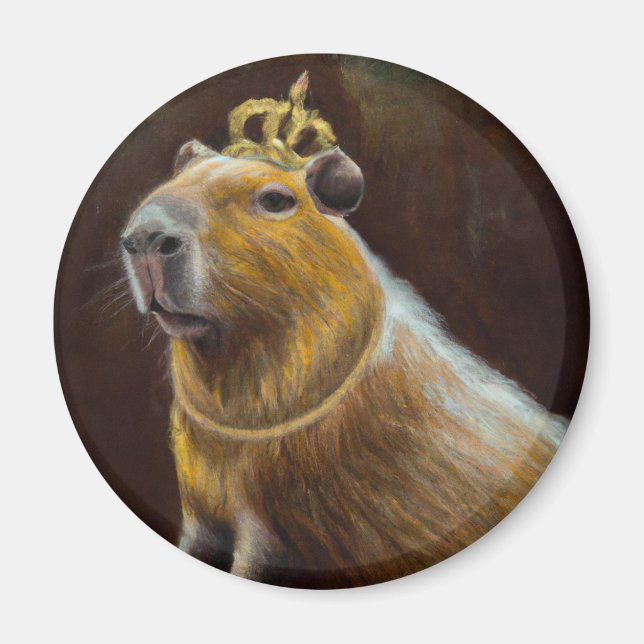Porträt einer Capybara mit mittelalterlichem könig Magnet (Vorne)