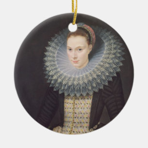 Porträt einer Dame, 1613 (Öl auf Platte) Keramikornament