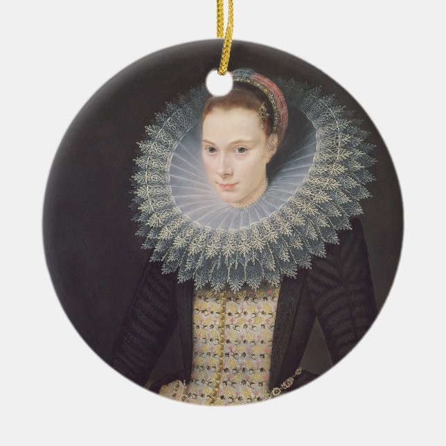 Porträt einer Dame, 1613 (Öl auf Platte) Keramikornament (Vorne)