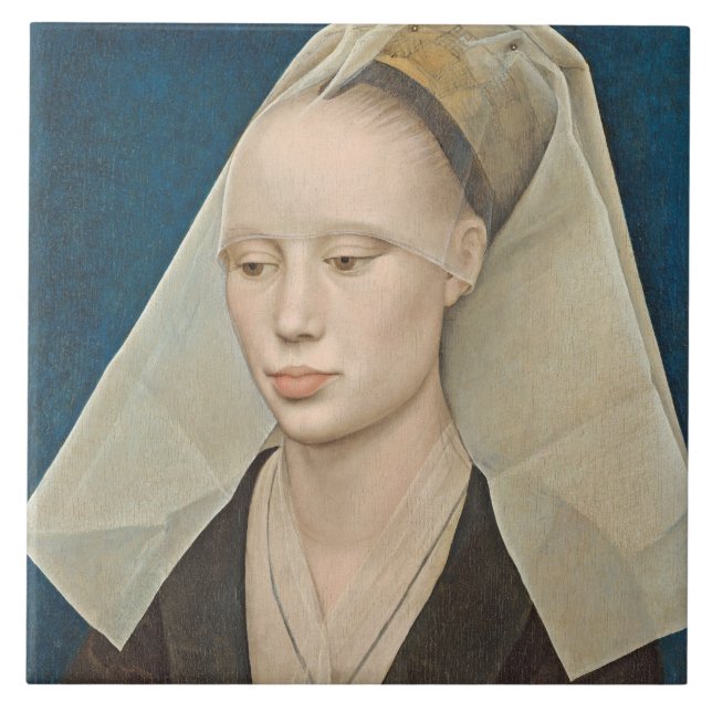 Porträt einer Dame, c.1460 (Öl auf Platte) Fliese (Vorderseite)