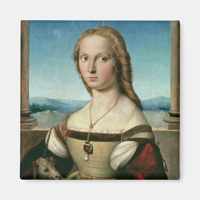 Porträt einer Dame mit Einhorn, c.1505-6 Magnet (Vorne)