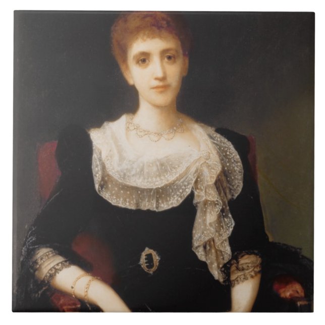 Porträt einer Dame (Öl auf Leinwand) 2 Fliese (Vorderseite)