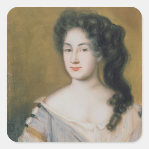 Porträt einer Dame (Pastell auf Papier) Quadratischer Aufkleber