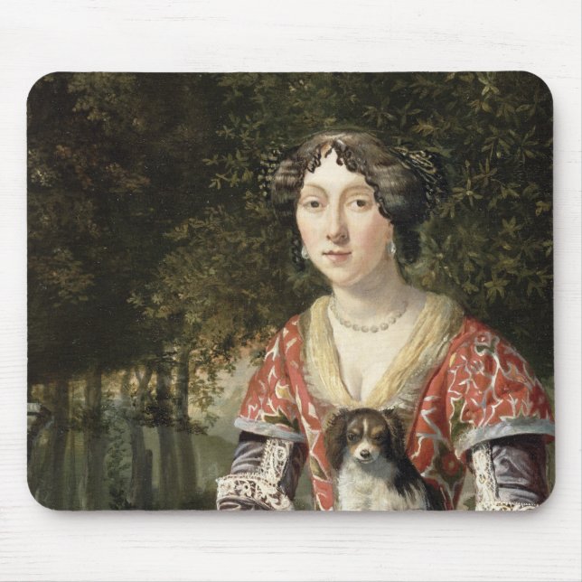 Porträt einer Dame Wearing ein rotes und weißes Mousepad (Vorne)
