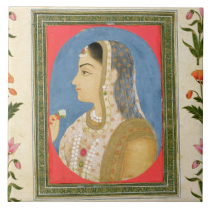 Porträt einer edlen Dame, vom kleinen Clive Alb Fliese