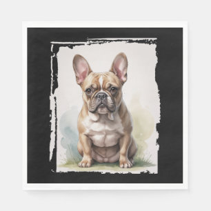 Porträt einer Französischen Bulldogge Serviette