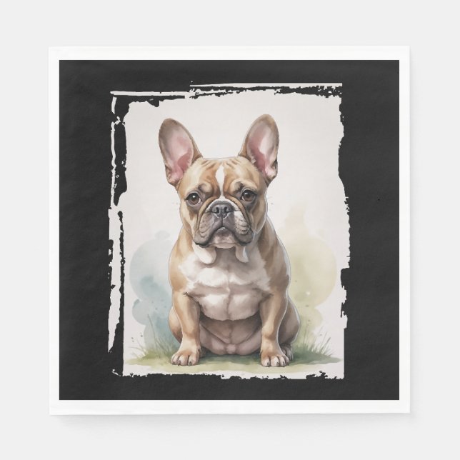 Porträt einer Französischen Bulldogge Serviette (Vorderseite)
