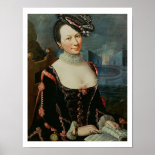 Porträt einer Frau, die eine Partitur hält Poster