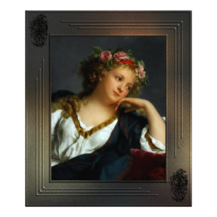 Porträt einer Frau, die einen Blumenkranz trägt Fotodruck