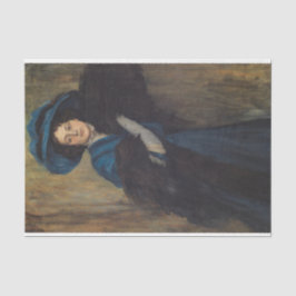 Porträt einer Frau in Blau (Raimundo de Madrazo) Seidenpapier