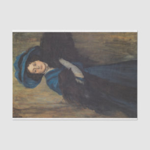 Porträt einer Frau in Blau (Raimundo de Madrazo) Seidenpapier