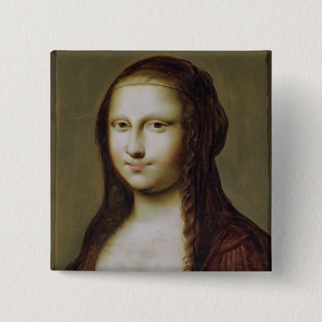Porträt einer Frau inspiriert von der Mona Lisa Button (Vorderseite)