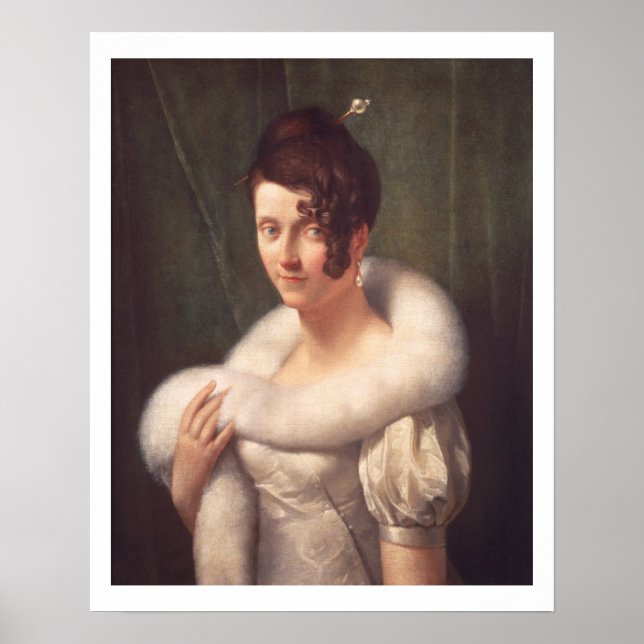 Porträt einer Frau mit einem Button Poster (Vorne)