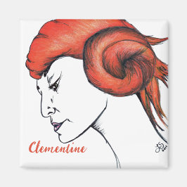 Porträt einer Frau mit tangerine-orangen Haaren Po Magnet