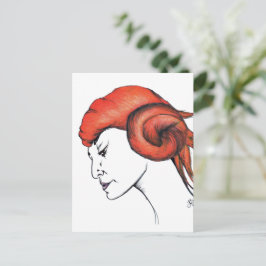 Porträt einer Frau mit tangerine-orangen Haaren Po Postkarte