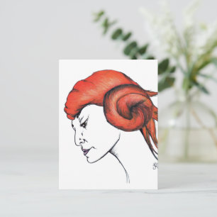 Porträt einer Frau mit tangerine-orangen Haaren Po Postkarte