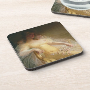 Porträt einer Frau (Öl auf Leinwand) Getränkeuntersetzer