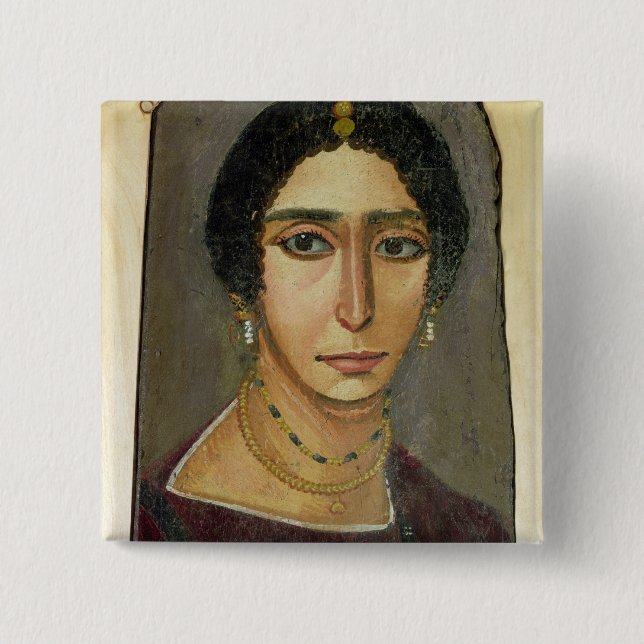 Porträt einer Frau, von Fayum, 1.-. Jahrhundert Button (Vorderseite)