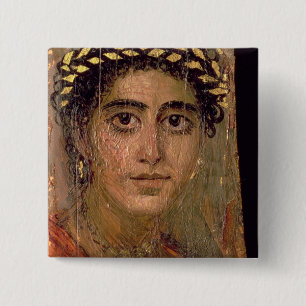 Porträt einer Frau, von Fayum, Romano-Ägyptisch, Button