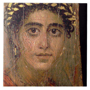 Porträt einer Frau, von Fayum, Romano-Ägyptisch, Fliese