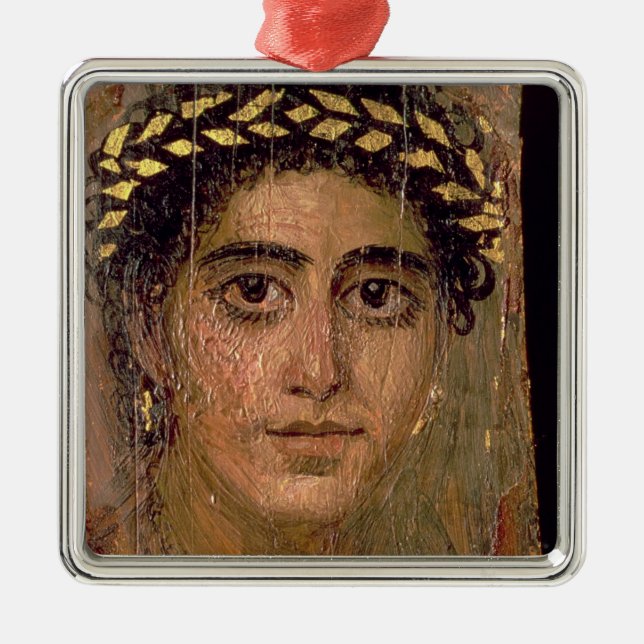 Porträt einer Frau, von Fayum, Romano-Ägyptisch, Ornament Aus Metall (Vorne)