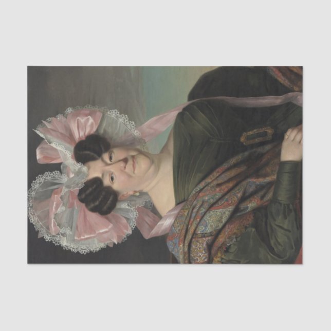 Porträt einer Frau von Jan Adam Kruseman Seidenpapier (Vorderseite)