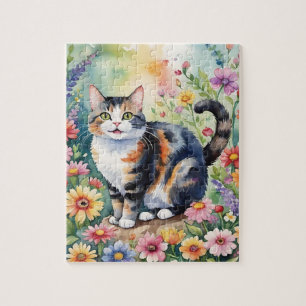 Porträt einer getigerten Hauskatzenfamilie Puzzle