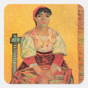 Porträt einer italienischen Frau von Vincent van G Quadratischer Aufkleber