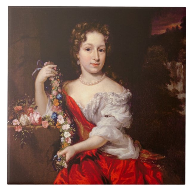 Porträt einer jungen Dame (Öl auf Leinwand) Fliese (Vorderseite)