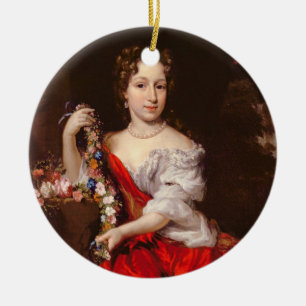 Porträt einer jungen Dame (Öl auf Leinwand) Keramikornament