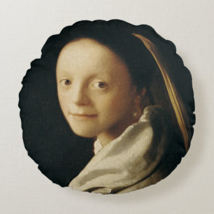 Porträt einer jungen Frau, c.1663-65 Rundes Kissen