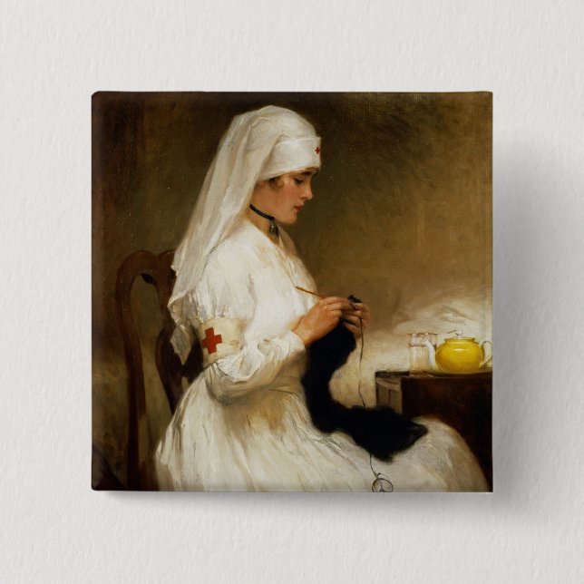 Porträt einer Krankenschwester vom roten Kreuz Button (Vorderseite)