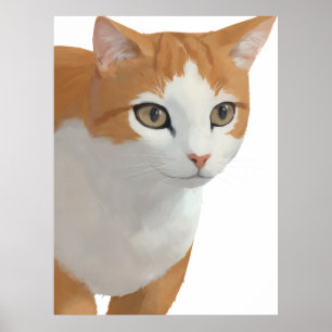 Porträt einer orange-weißen Katze Poster