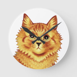 Porträt einer orangefarbenen Katze von Louis Wain Runde Wanduhr