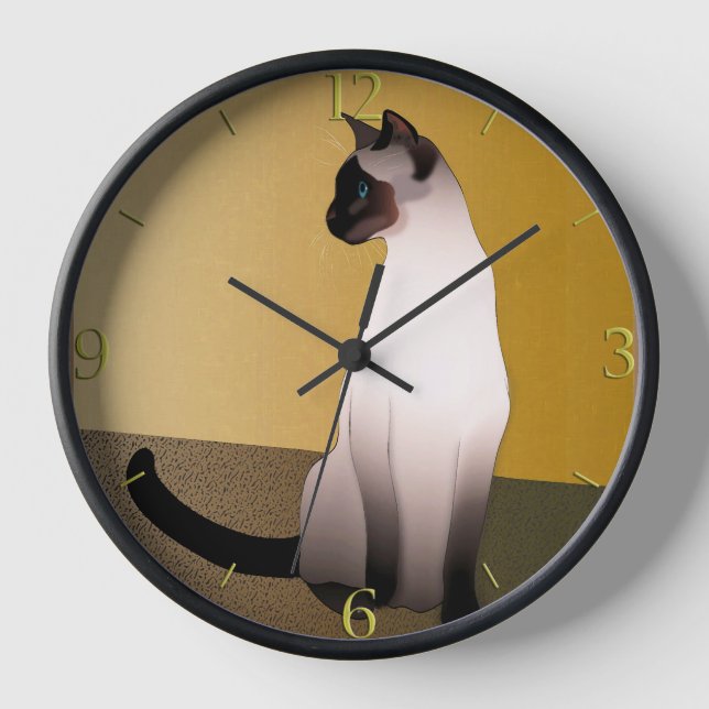 Porträt einer Siegel Point Siam Katze Uhr (Vorderseite)
